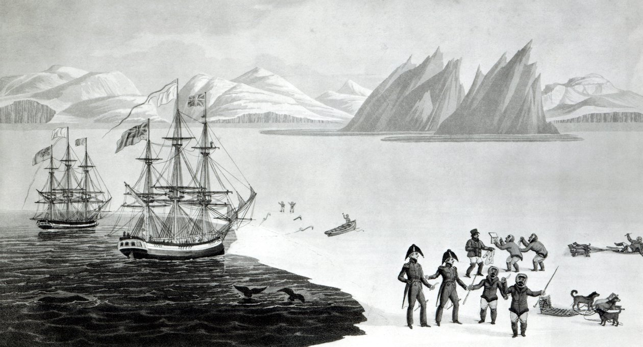 Pierwsza komunikacja z tubylcami z zatoki Prince Regents Bay, 1818 r. autorstwa English School
