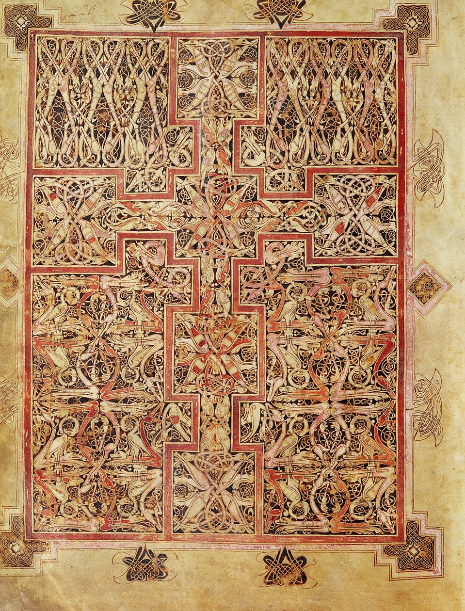 Fol.220 Strona dywanowa, z Ewangelii Lichfield, c.720 autorstwa English School