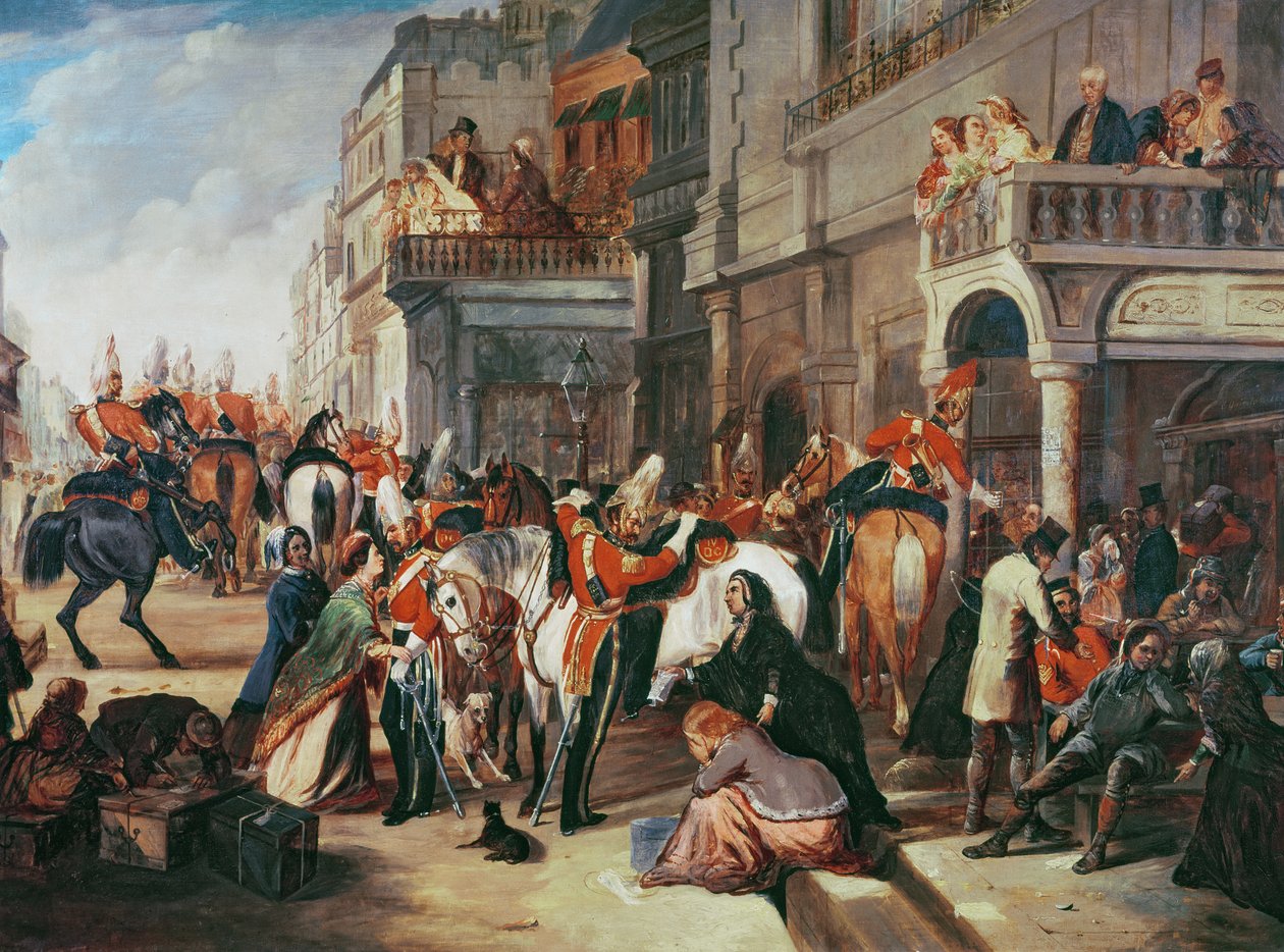 څلورم ډریګون ساتونکي د کریمیا جګړې ته ځي، c.1854poli autorstwa English School
