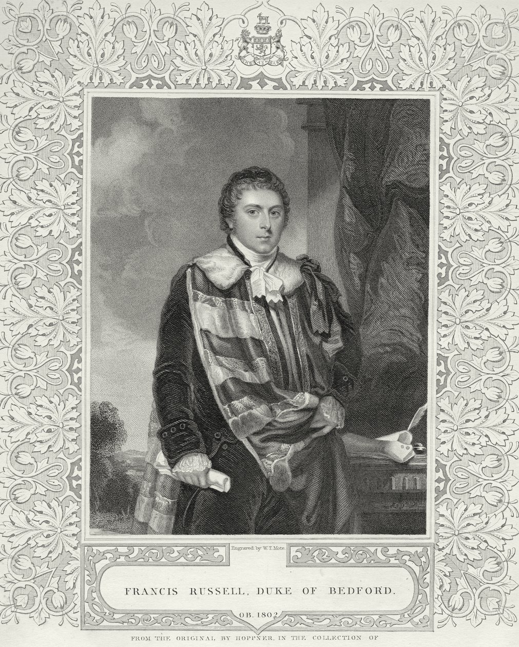Francis Russell (1765-1802) 5. książę Bedford, grawerowane przez WT Mote autorstwa English School