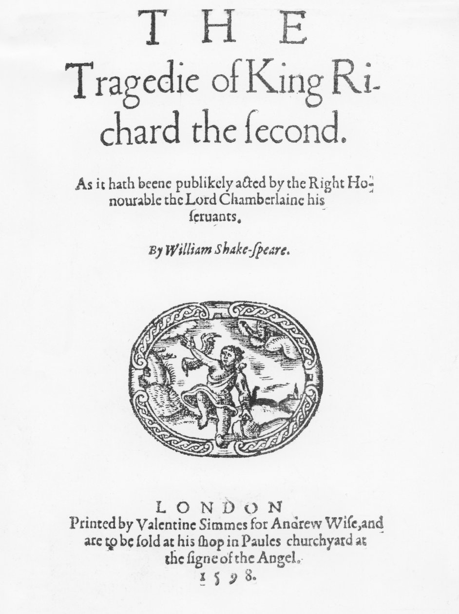 Frontyspis do tragedii króla Ryszarda II Williama Szekspira, 1598 autorstwa English School