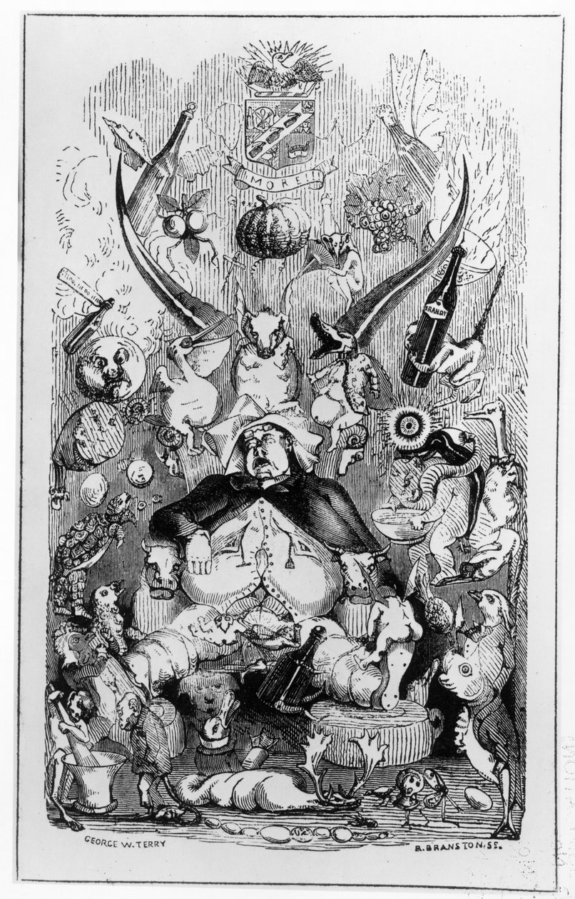 Frontyspis do „Pamiętników żołądka” ministra spraw wewnętrznych, 1850 autorstwa English School