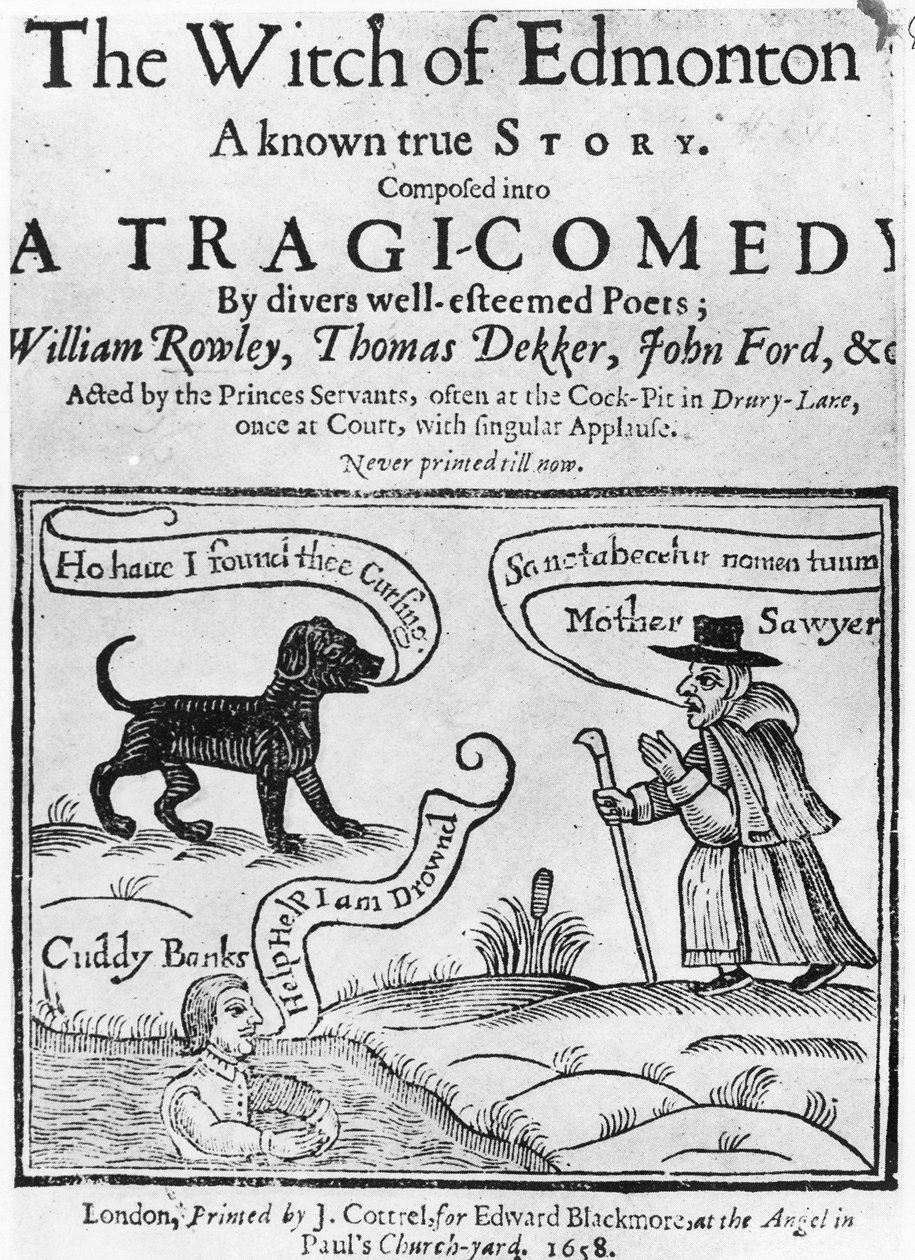 Frontyspis do Czarownicy z Edmonton, znana prawdziwa historia”, 1658 autorstwa English School