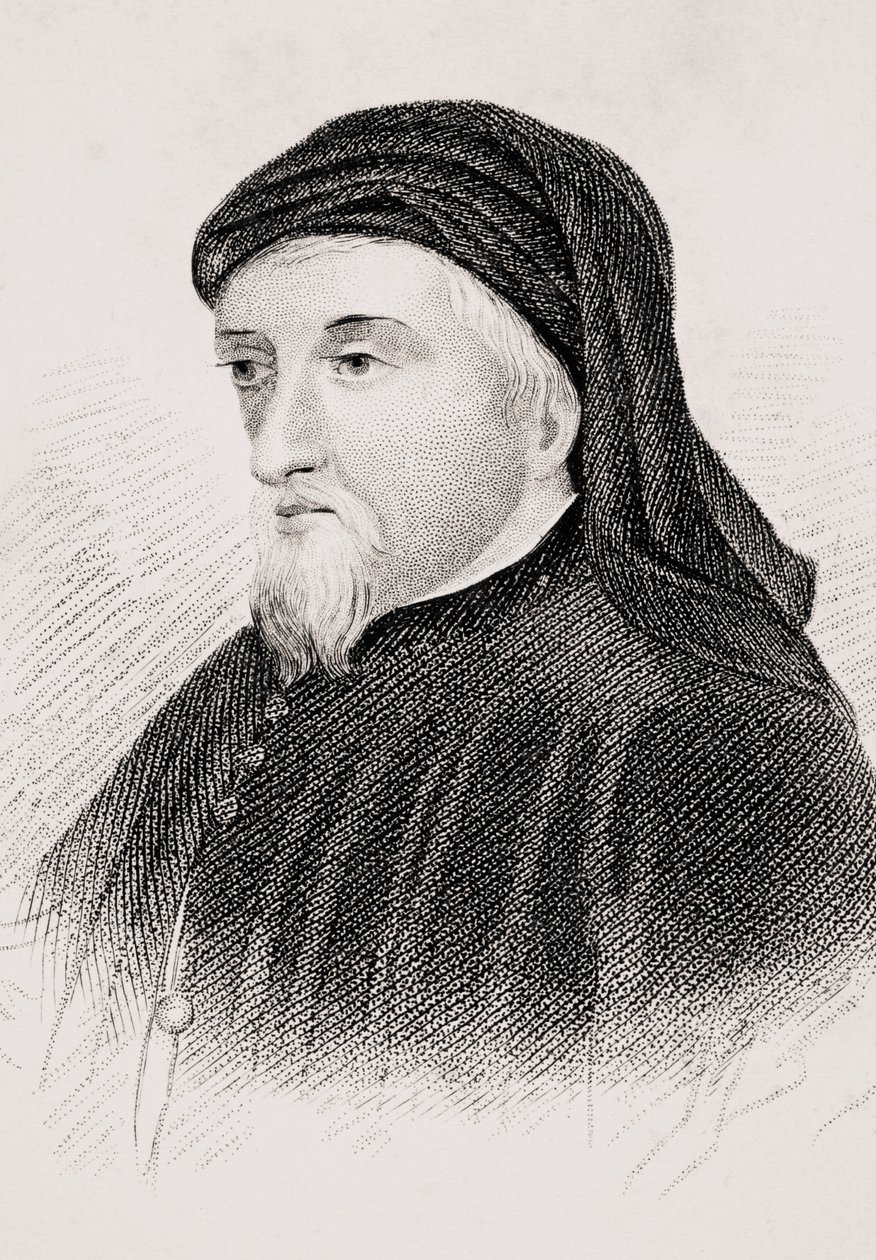 Geoffrey Chaucer, z książki „Starej Anglii Worthies” Lorda Broughama i innych, opublikowane w Londynie, ok. 1880 r. autorstwa English School