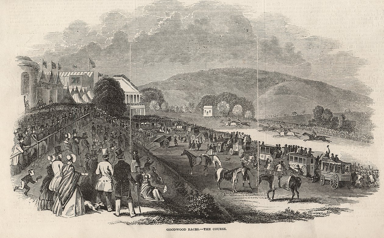 Wyścigi w Goodwood: trasa, z "The Illustrated London News", 1 sierpnia 1846 r. autorstwa English School