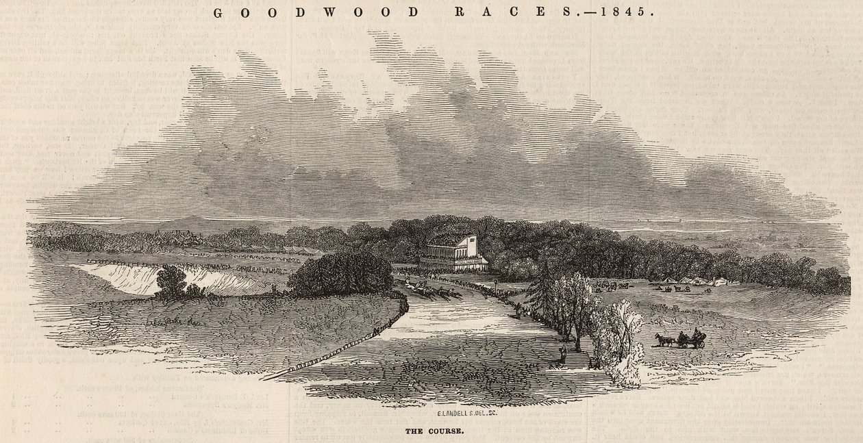 Goodwood Races: the Course, z „The Illustrated London News”, 2 sierpnia 1845 r. autorstwa English School