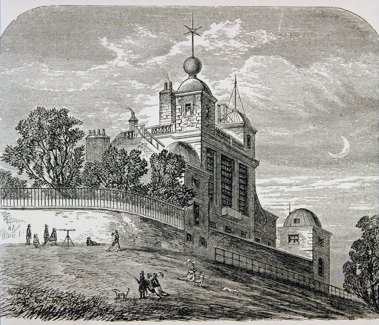 Obserwatorium w Greenwich, Anglia, z „Galerii geografii” ks. Thomasa Milnera, opublikowane ok. 1880 r. autorstwa English School
