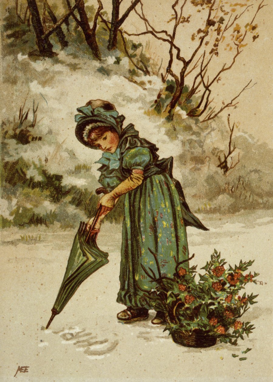 Konary ostrokrzewu, ilustracja książkowa autorstwa English School