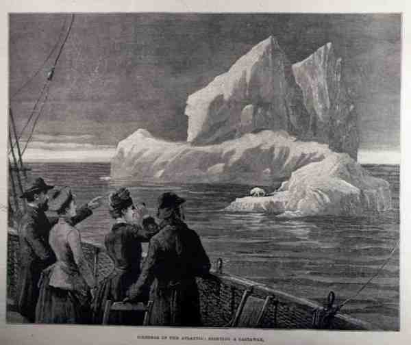 Góry lodowe na Atlantyku: Widząc rozbitka, z The Illustrated London News, 18 czerwca 1887 autorstwa English School