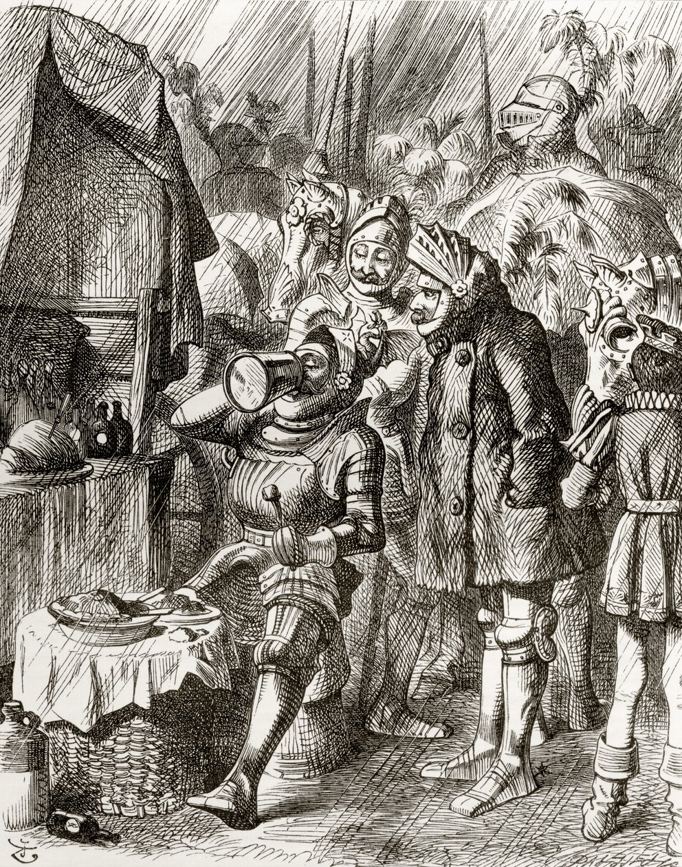 Ilustracja wg J. Tenniela do wiersza „The Cynotaph”, z „The Ingoldsby Legends or Mirth and Marvels”, autorstwa Thomasa Ingoldsby, opublikowanej w 1865 roku autorstwa English School