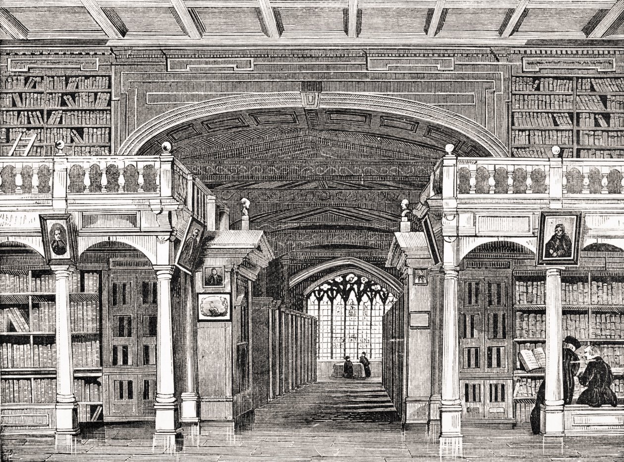 Wnętrze Biblioteki Bodleian, z książki „Old England