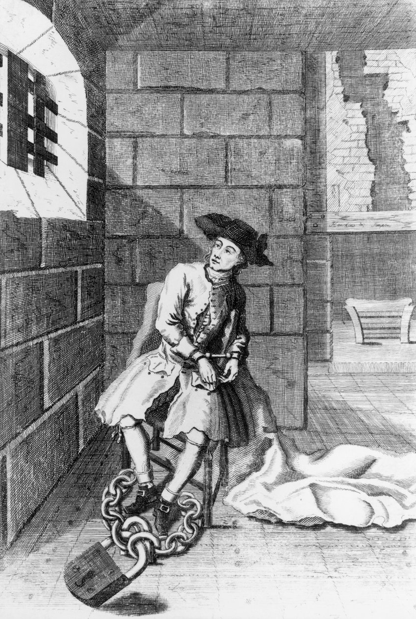 Jack Shepperd w więzieniu Newgate, 1724 autorstwa English School