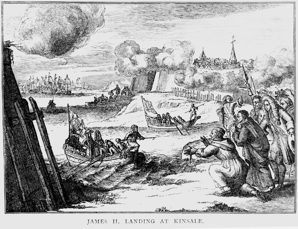 Jakub II (1633-1701) Lądowanie w Kinsale, 12 marca 1689 autorstwa English School