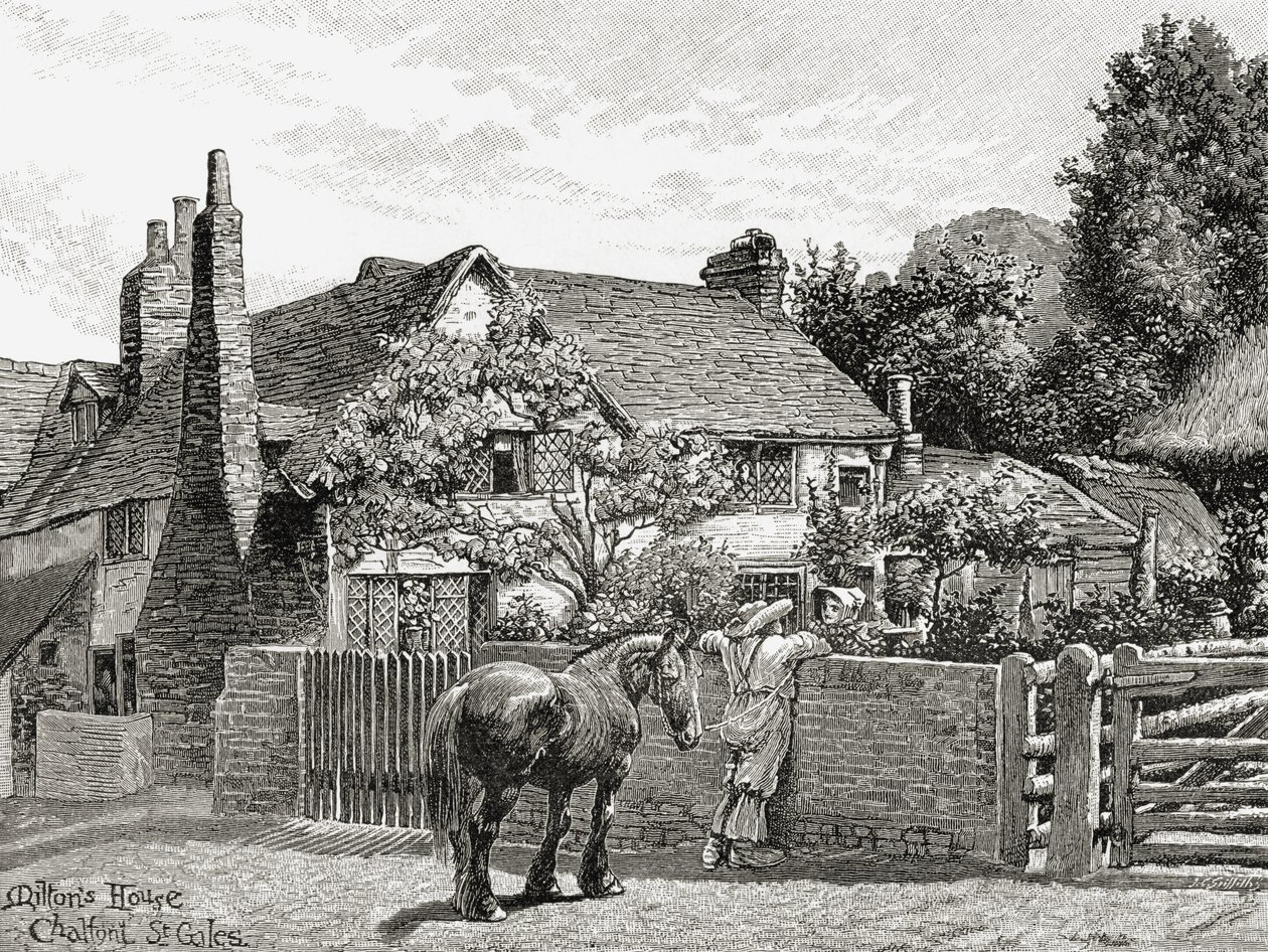 Dom Johna Miltona, Chalfont St. Giles, z „The English Illustrated Magazine”, 1891-92 autorstwa English School