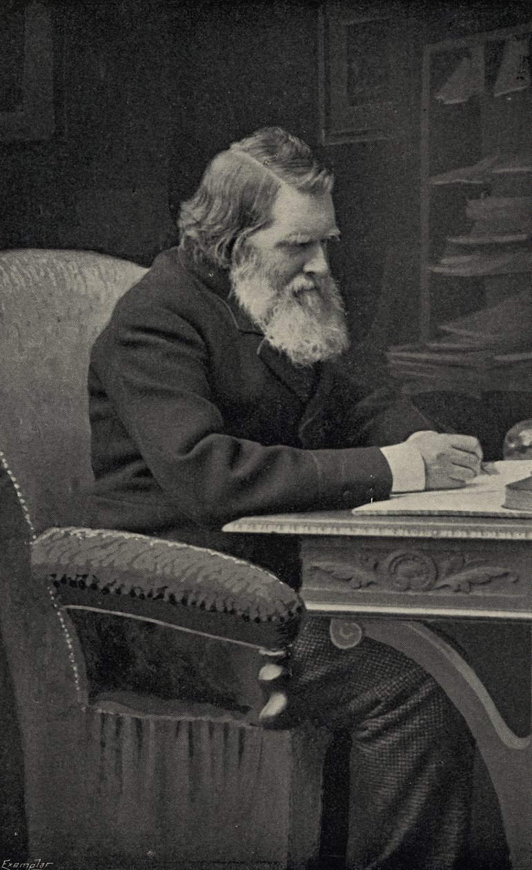 John Ruskin (1819-1900) w swoim gabinecie autorstwa English School