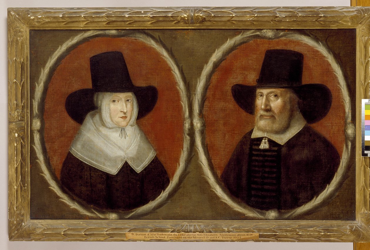 John Tradescant Starszy i jego żona Elżbieta, 1656 r autorstwa English School