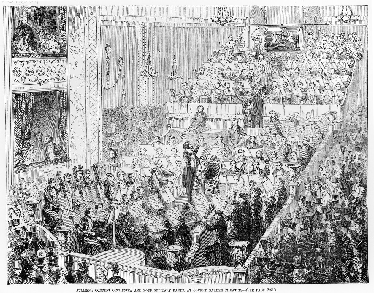 Orkiestra Koncertowa Julliena i Cztery Zespoły Wojskowe, w Covent Garden Theatre autorstwa English School