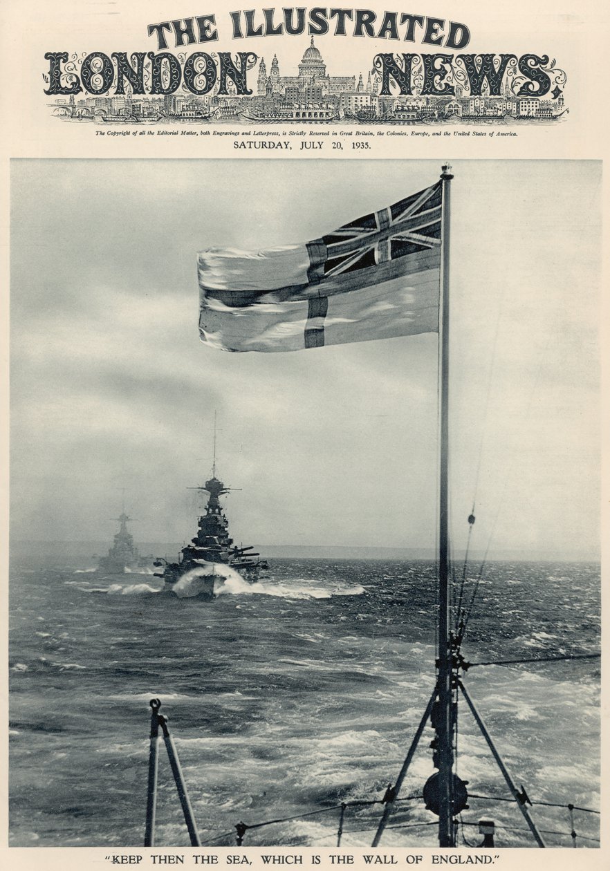 „Keep then the Sea, czyli Wall of England”, z „The Illustrated London News Royal Naval and Military Review Number”, 20 lipca 1935 autorstwa English School