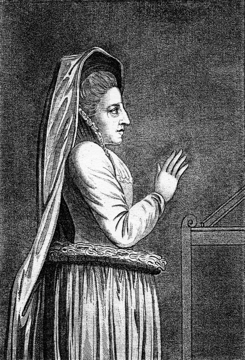 Lady Douglas, z jej pomnika w Kaplicy Savoy, grafika wykonana w 1796 r. autorstwa English School