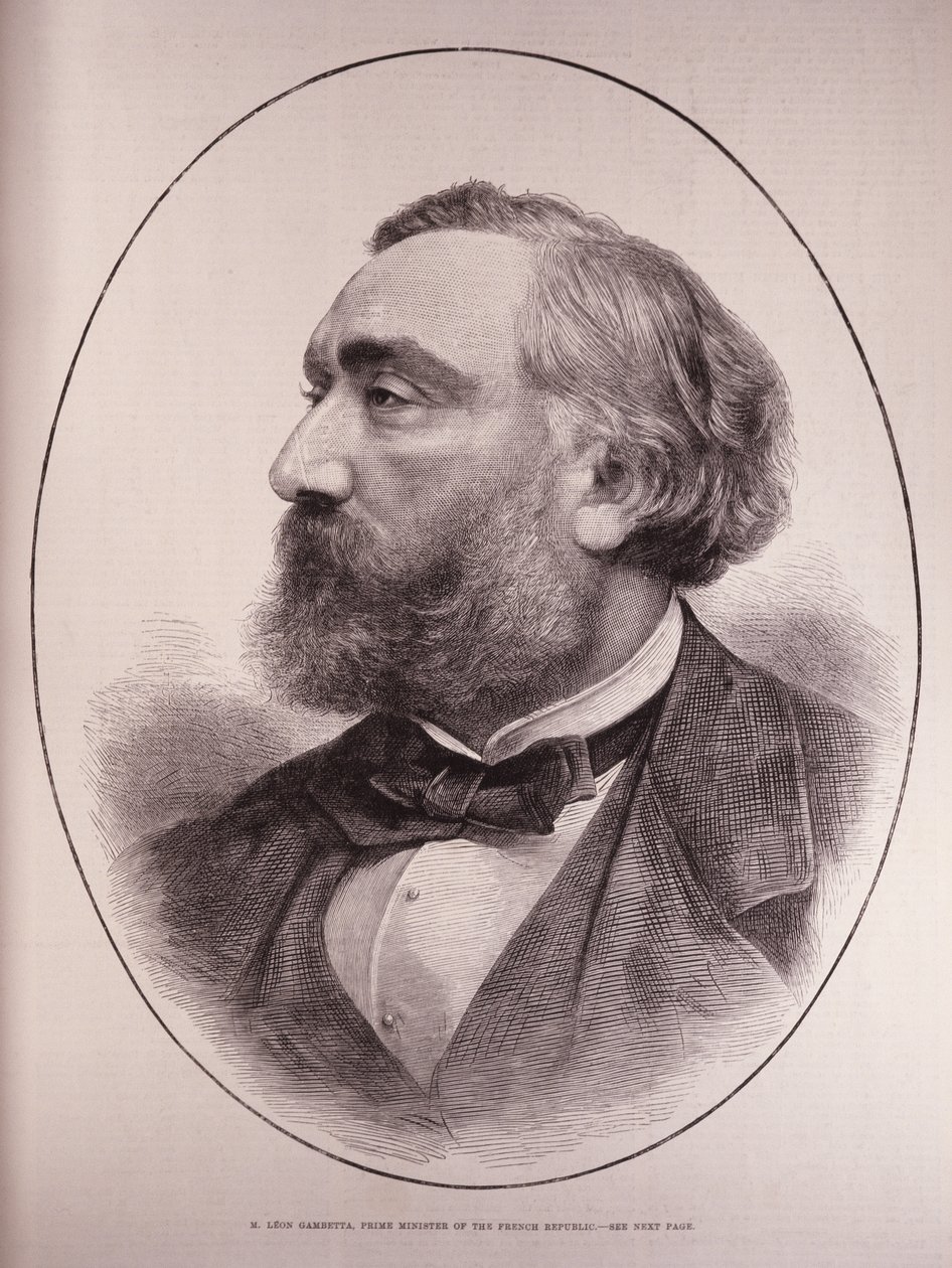 Leon Gambetta (1838-1882), premier Republiki Francuskiej, z The Illustrated London News, 12 marca 1881 autorstwa English School