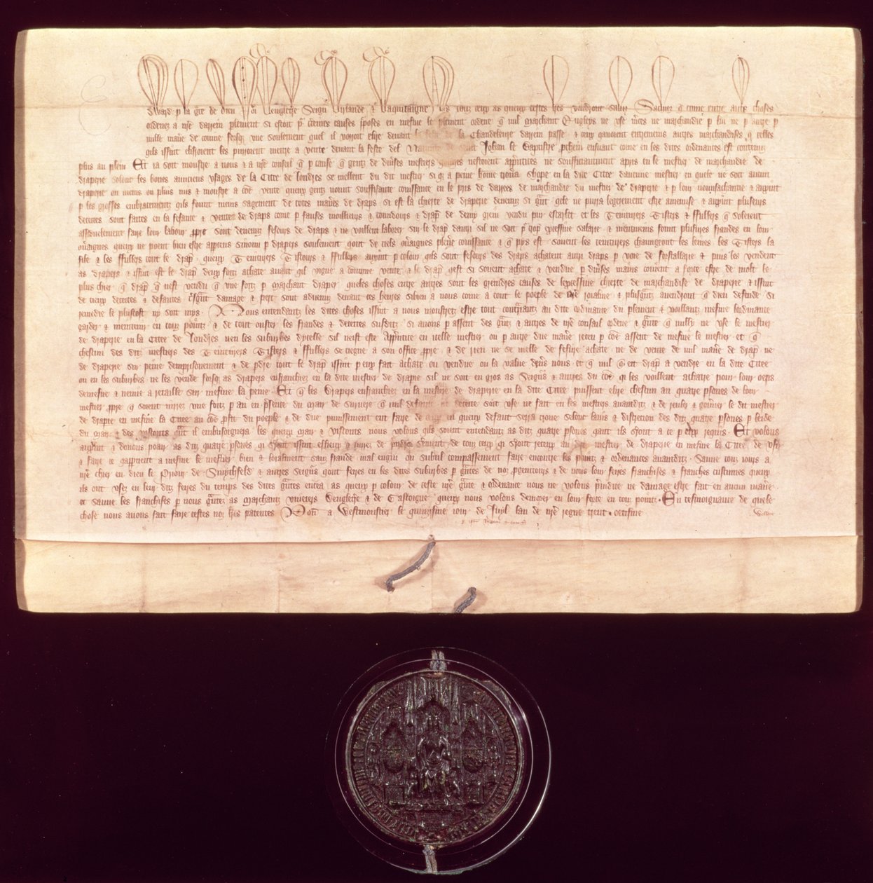 Listy patentowe przyznane Worshipful Company of Drapers, 1438-9 autorstwa English School