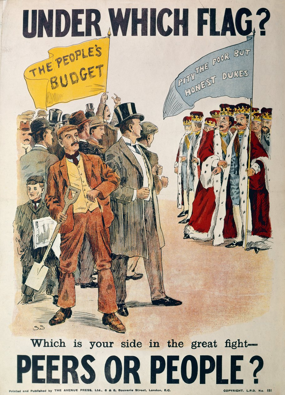 Plakat Partii Liberalnej na brytyjskie wybory powszechne w styczniu 1910 r autorstwa English School