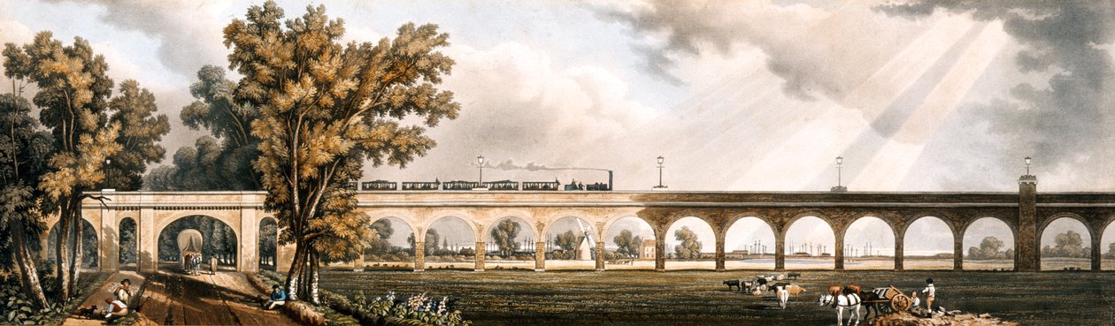 Londyn do Greenwich Railroad pokazujący wiadukt, zaprojektowany przez George