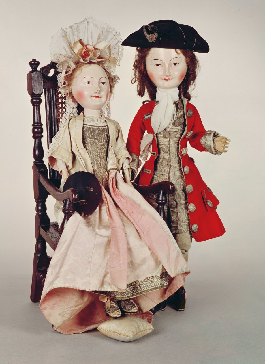 Lord and Lady Clapham, drewniane lalki wykonane w okresie Wilhelma i Marii, koniec XVII, ok. 1680 (patrz także 182283) autorstwa English School