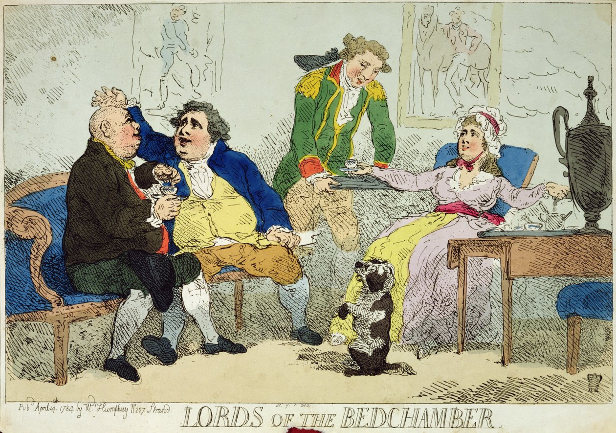 "Władcy sypialni", 1784 (ręcznie barwiony grawerunek) autorstwa English School