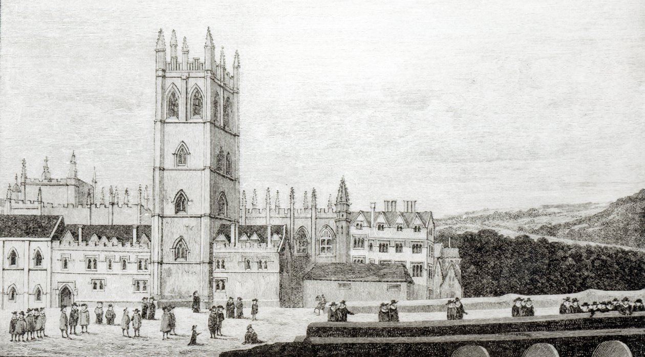 Magdalen College w Oksfordzie w XVII wieku autorstwa English School