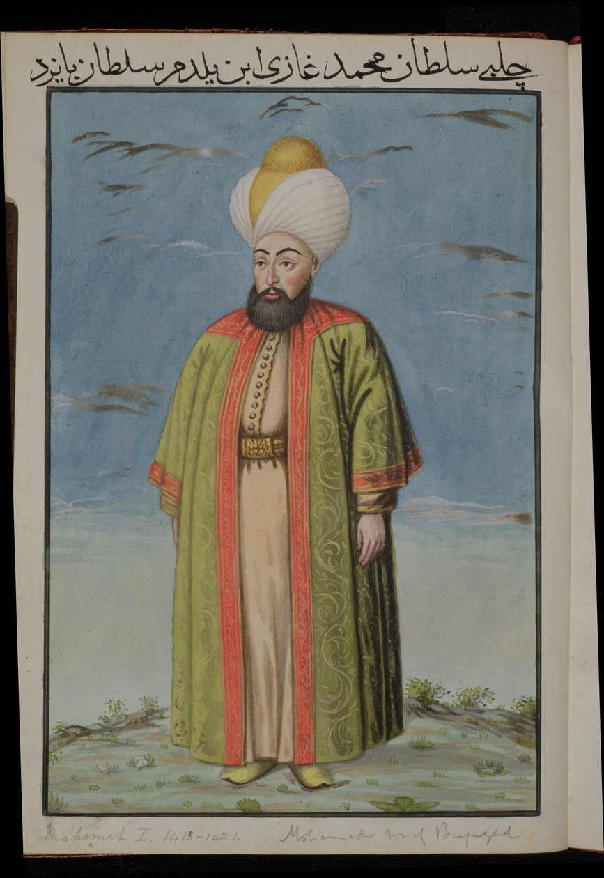 Mahomet (Mehmed) I (1387-1421), Sułtan 1413-21, z serii Portretów cesarzy Turcji, 1808 (wc) autorstwa English School