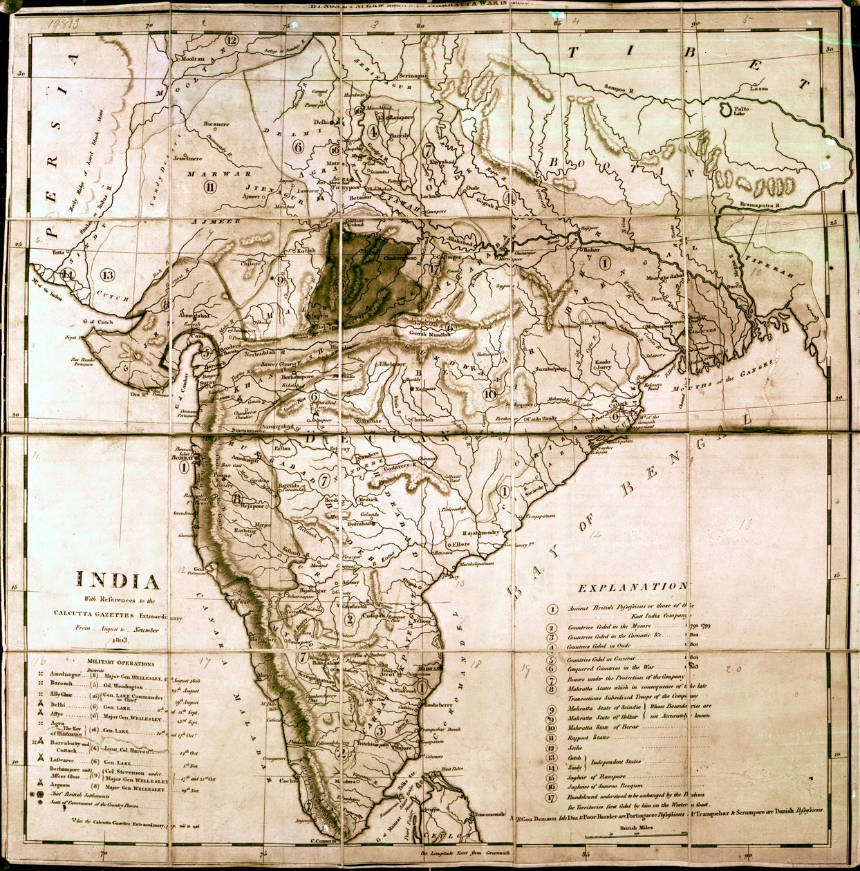 Mapa Indii, 1803 r. autorstwa English School
