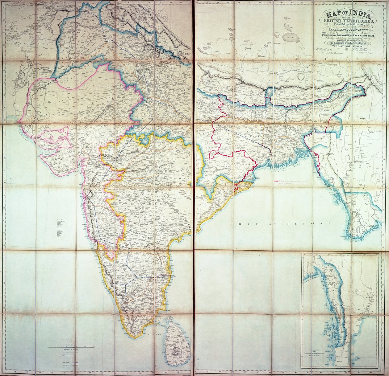 Mapa Indii, 1857 (litografia kolorowa) autorstwa English School