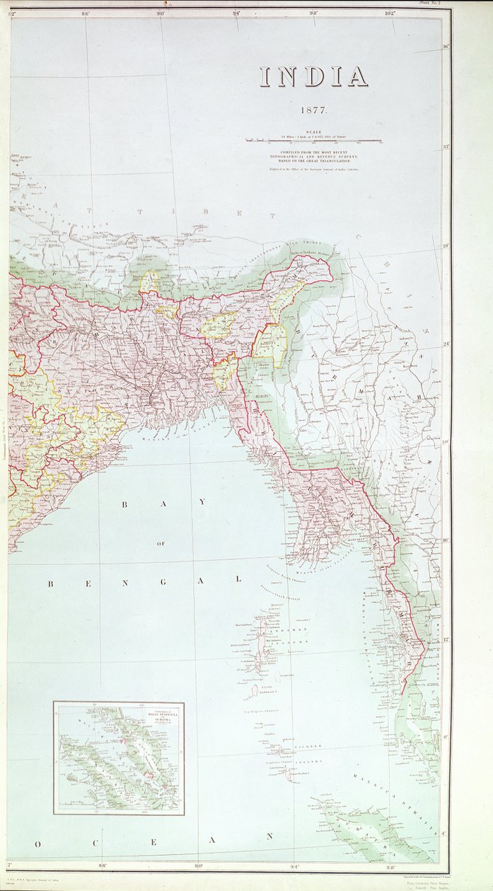Mapa Indii, 1877 autorstwa English School