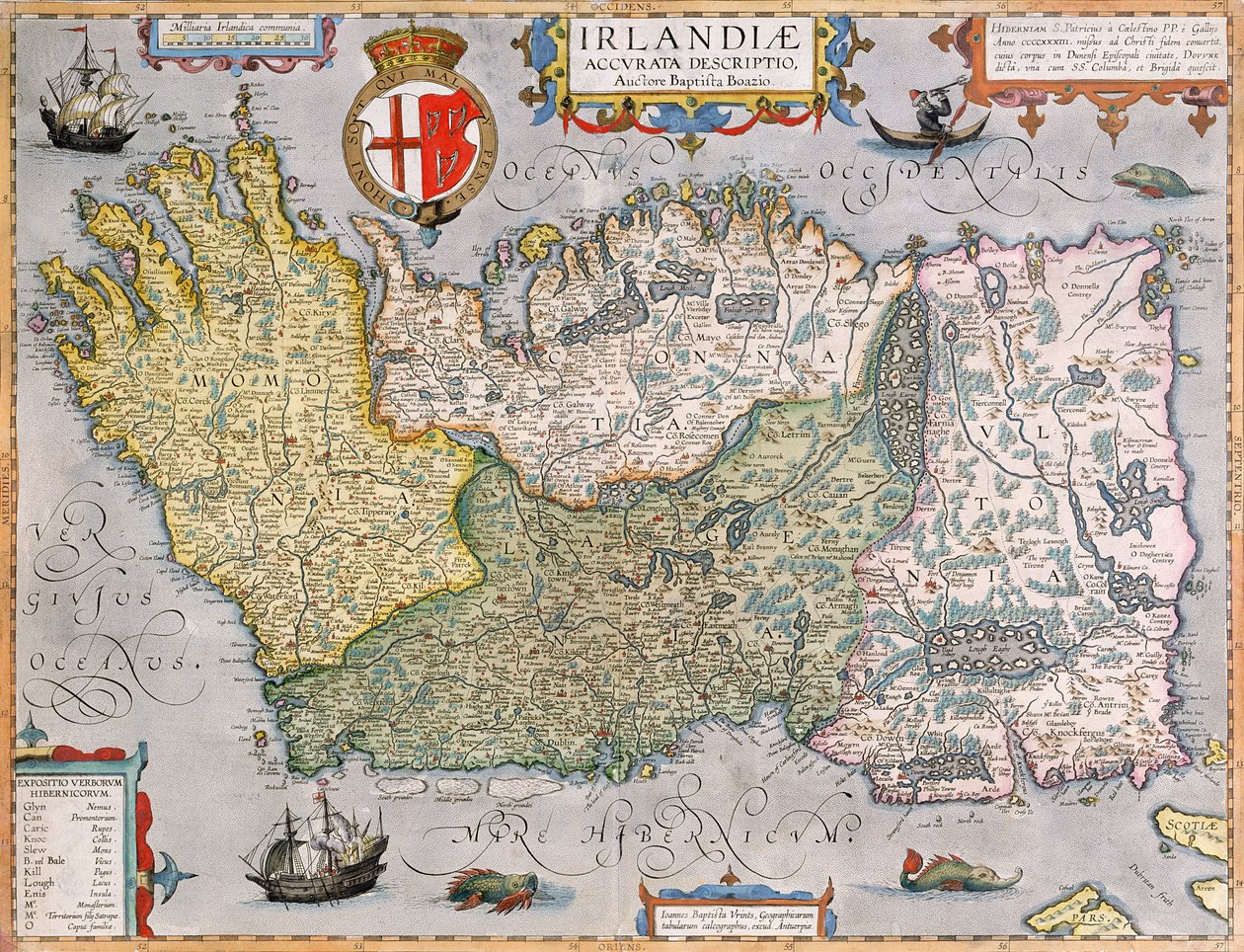 Mapa Irlandii (ręcznie kolorowe grawerowanie) autorstwa English School