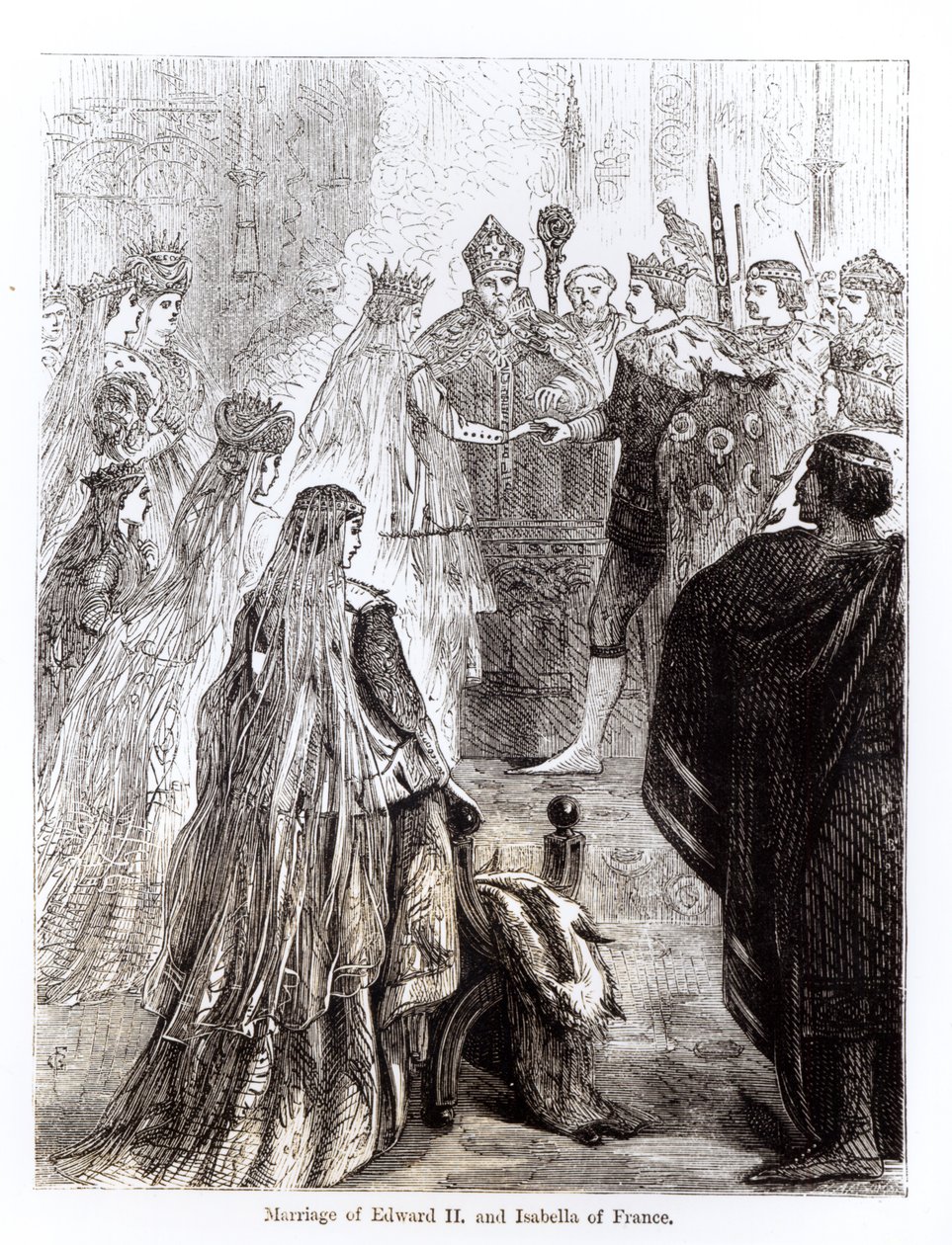Małżeństwo Edwarda II (1284-1327) i Izabeli Francuskiej (1292-1358) autorstwa English School