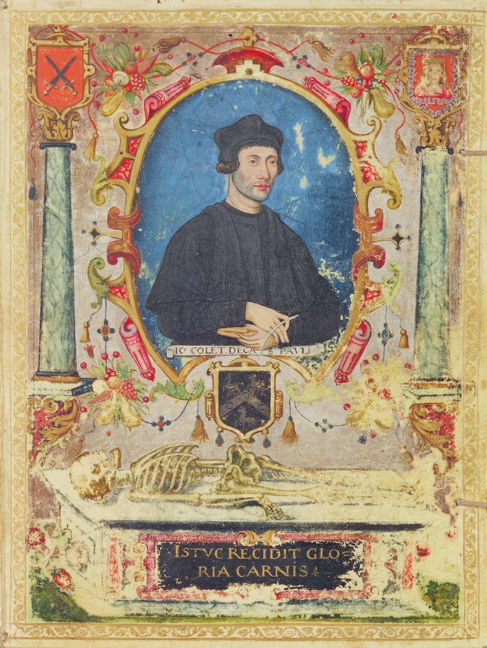 Portret pamięciowy Jana Coleta (1467 - 1519), (tempera na welonie) autorstwa English School