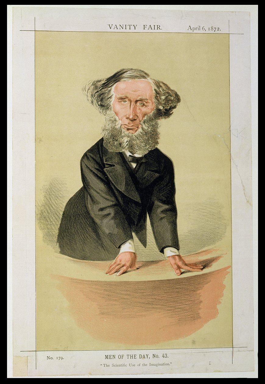 Men of the Day, nr 43 Naukowe wykorzystanie wyobraźni, rysunek Johna Tyndalla wygłaszającego wykład, 1872 autorstwa English School