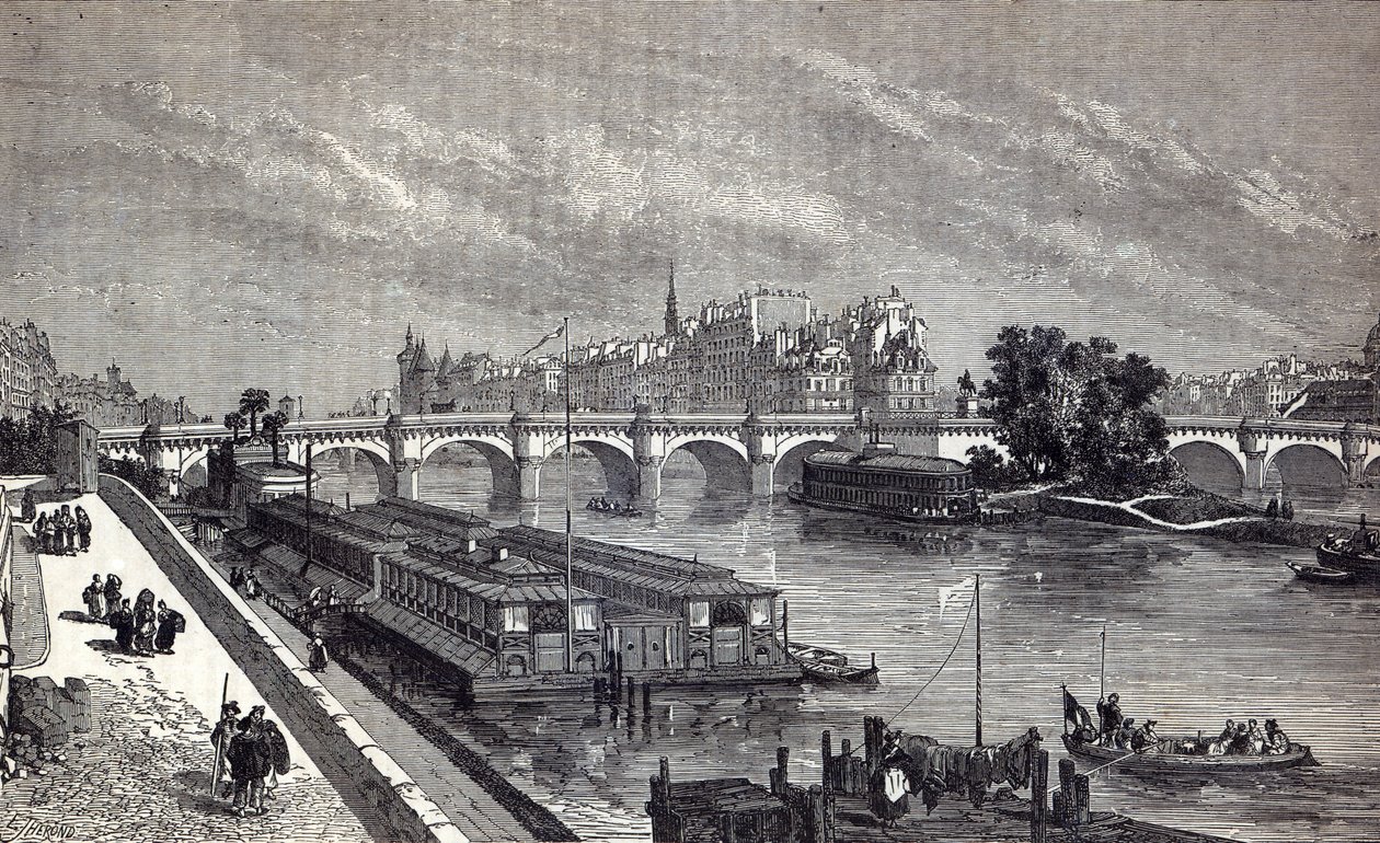 Współczesny Paryż: Pont Neuf, 1845 autorstwa English School