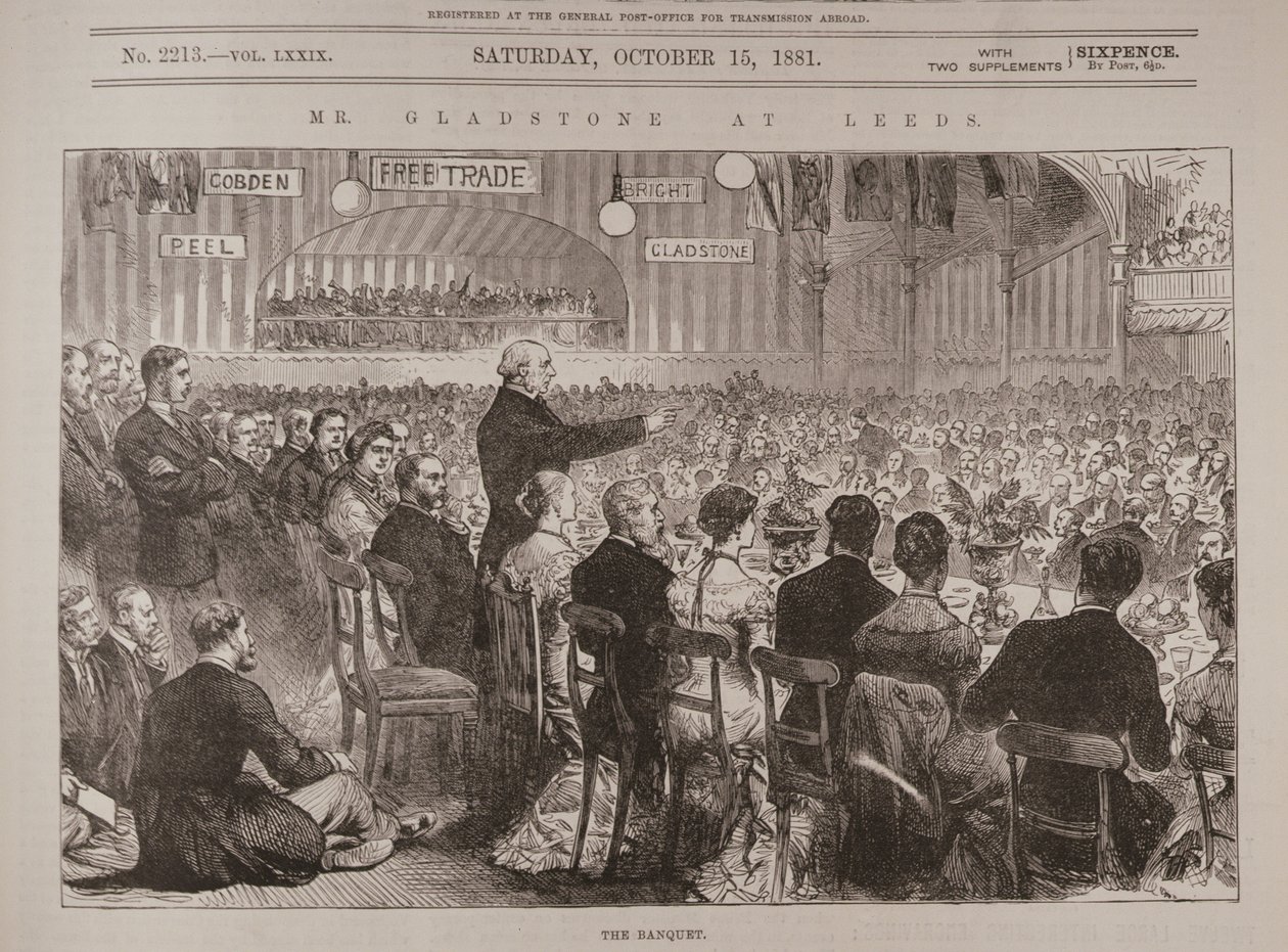 Pan Gladstone w Leeds: Bankiet, z „The Illustrated London News”, 15 października 1881 autorstwa English School