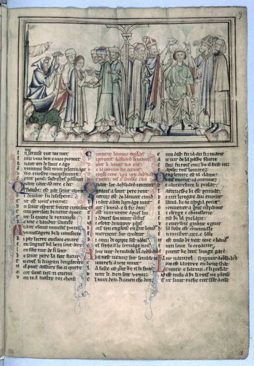 Pani Ee 3.59 Namaszczenie i ukoronowanie Edwarda Wyznawcy w 1043 r., z Żywotu św. Edwarda Wyznawcy, c.1250-60 autorstwa English School