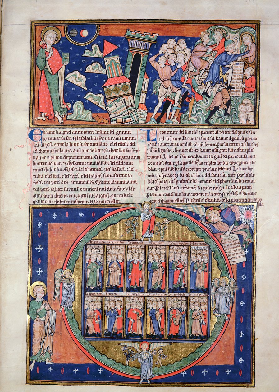 Ms R.16.2 fol.7a Szósta Pieczęć, z Apokalipsy Trójcy, c.1250 autorstwa English School