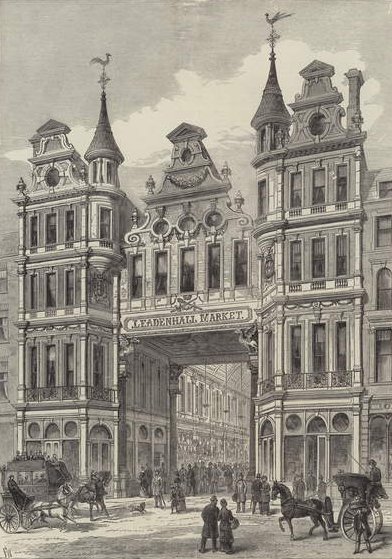 New Leadenhall Market, z The Illustrated London News, 24 grudnia 1881 r. autorstwa English School