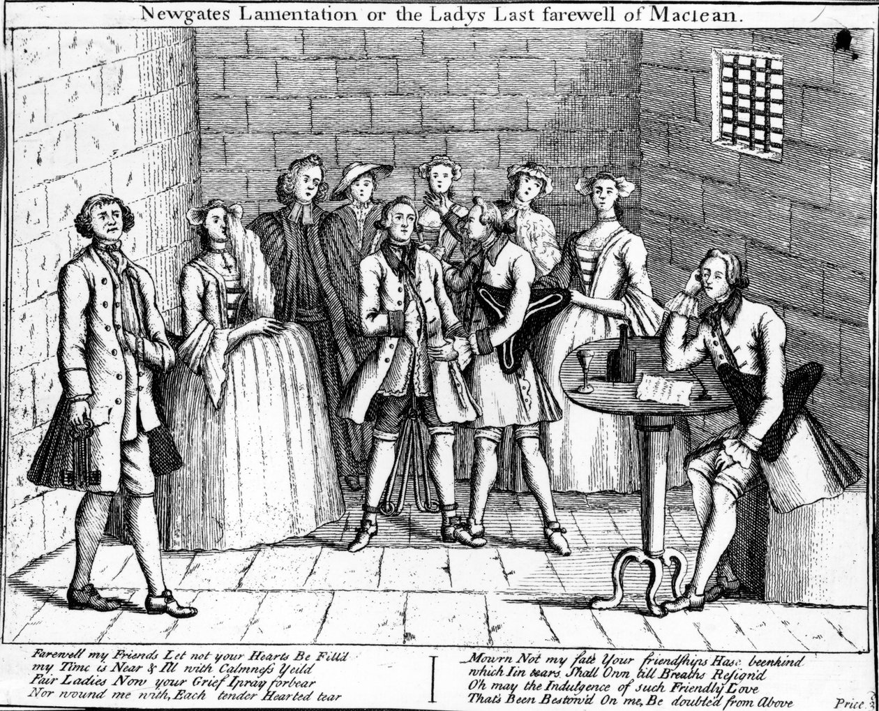 Lament Newgate lub Ladys Ostatnie pożegnanie Macleana, 1750 autorstwa English School