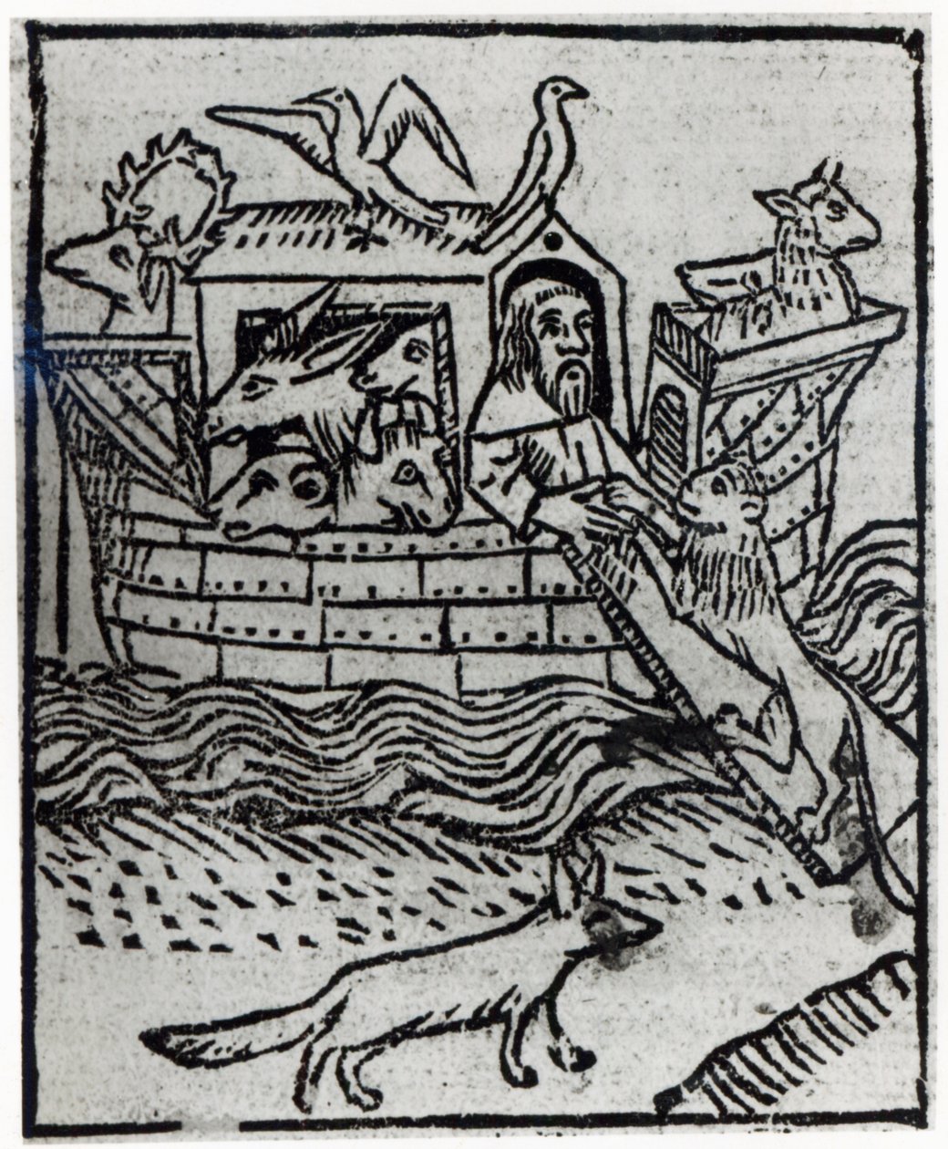 Arka Noego, ilustracja ze "Złotej legendy" skompilowanej przez Jacobusa de Voragine i opublikowanej przez Williama Caxtona, 1483 r. autorstwa English School