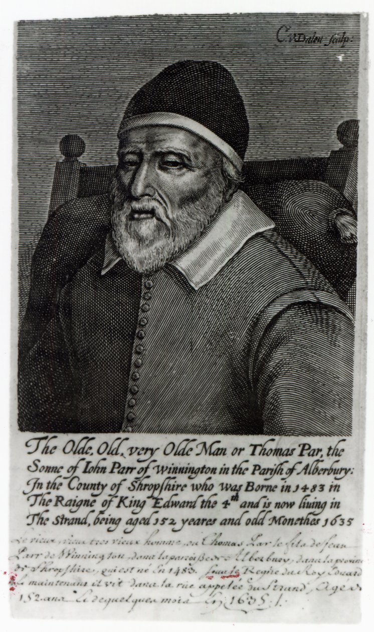 Stary Tom Parr, 1635 autorstwa English School