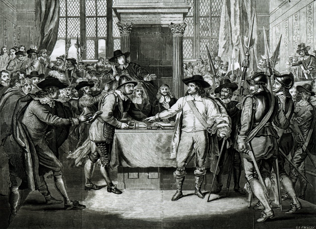 Oliver Cromwell (1599-1658) Rozwiązanie Długiego Parlamentu w 1653 r. autorstwa English School