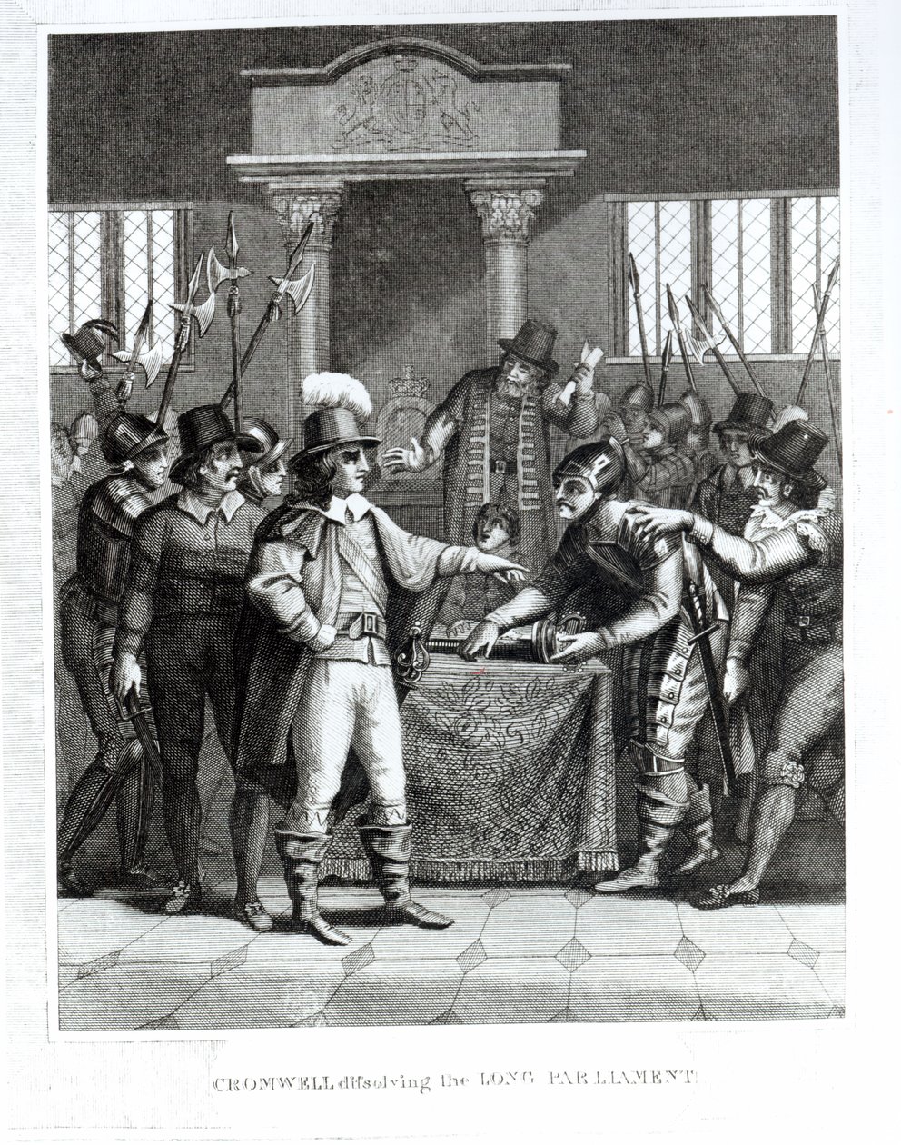 Oliver Cromwell (1599-1658) Rozwiązanie Długiego Parlamentu w 1653 r. autorstwa English School