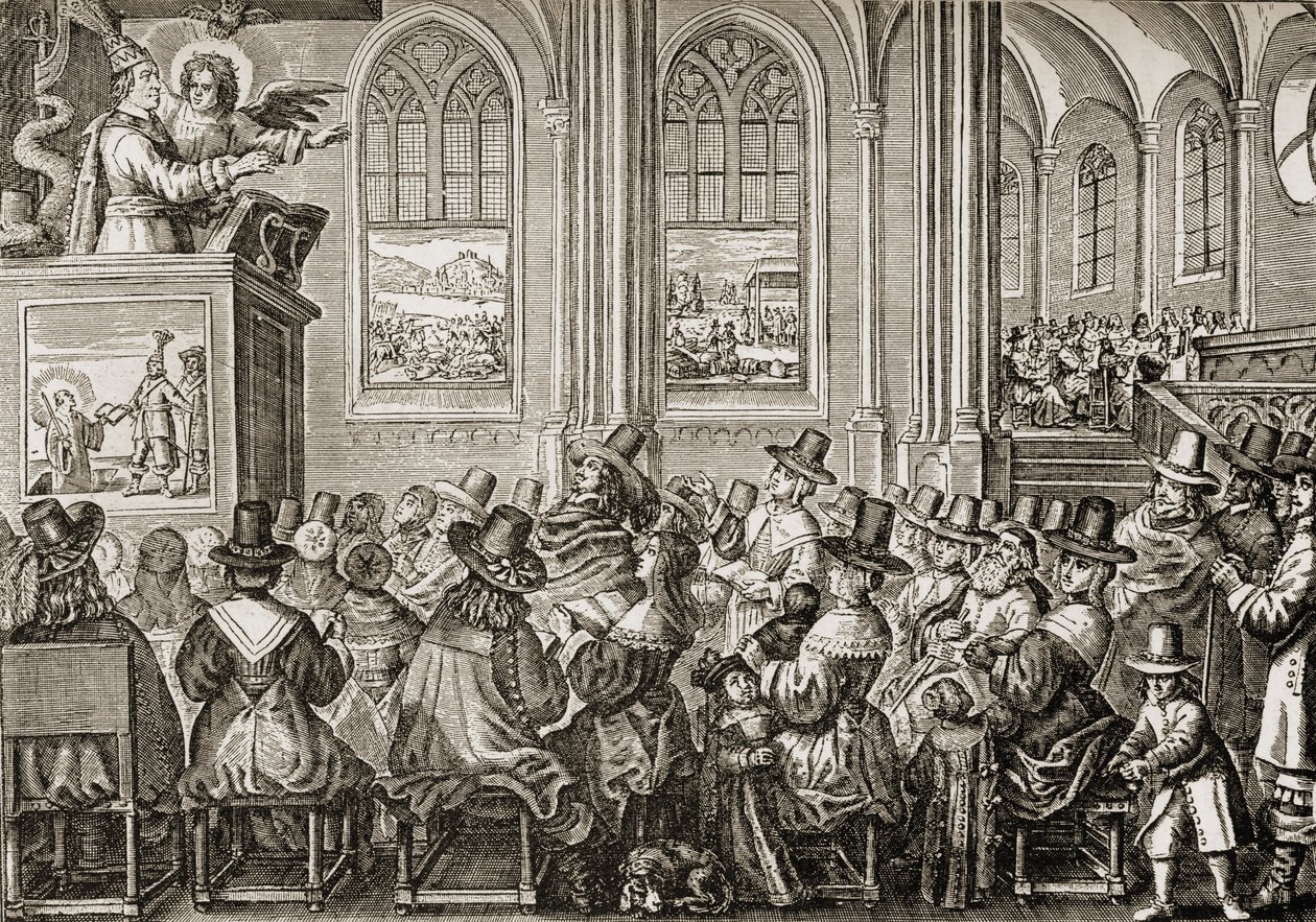 Oliver Cromwell (1599-1658) głosił w zborze purytańskim autorstwa English School