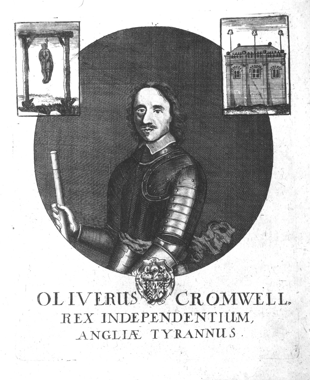 Oliver Cromwell, król niepodległości, tyran Anglii autorstwa English School
